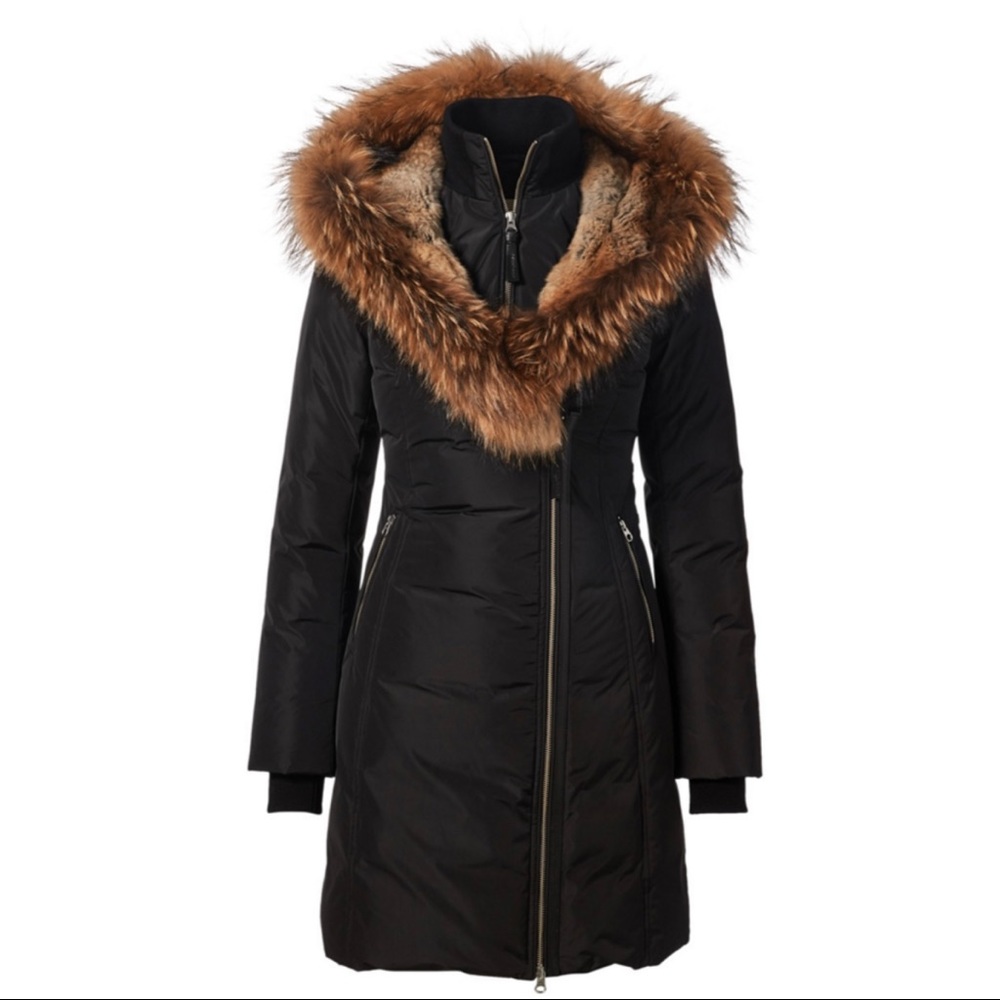MACKAGE TRISH DOWN COAT WITH FUR HOOD 3/4 LENGTH